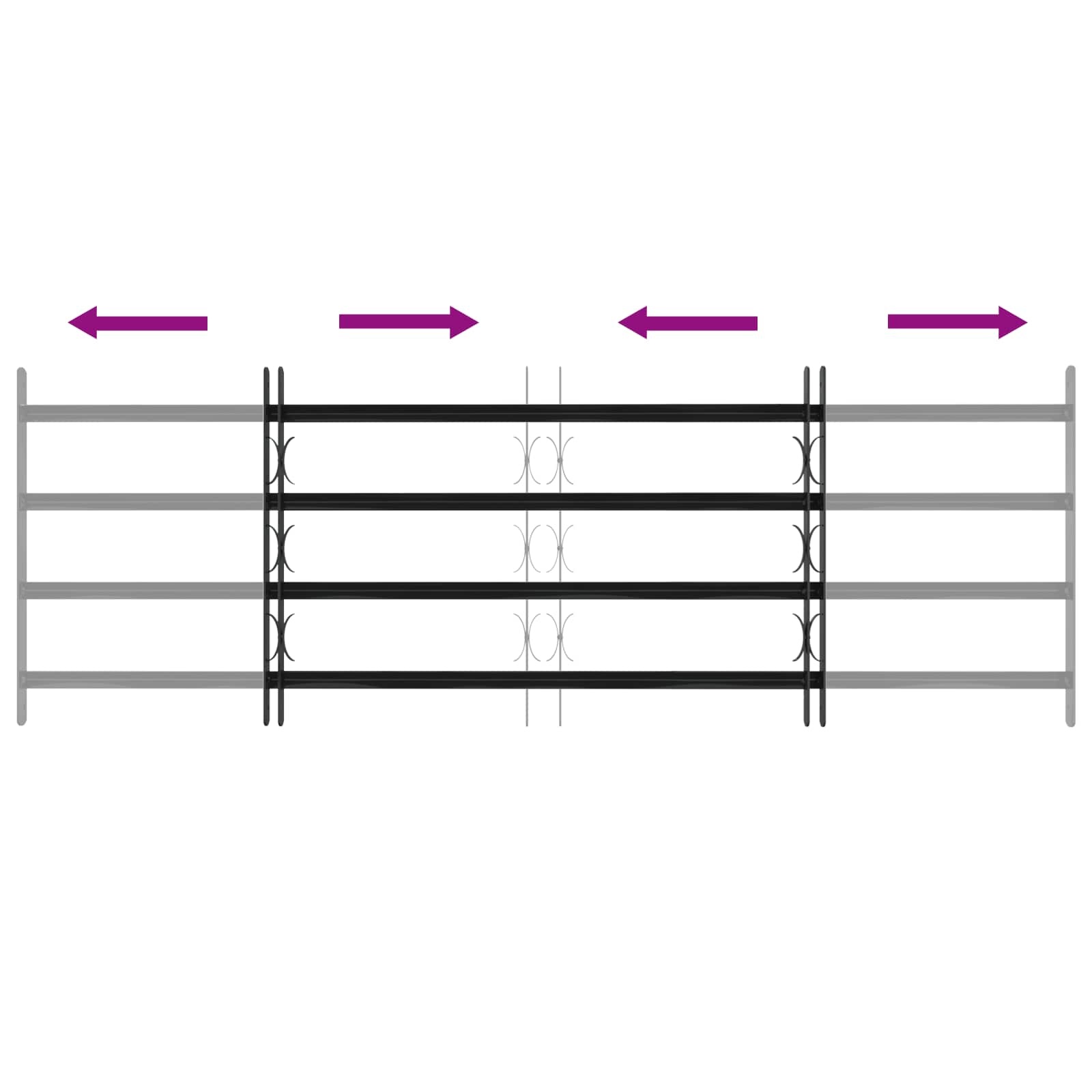 VidaXL Raam Rooster Zwart 175 x 60 cm Gepoedercoat staal