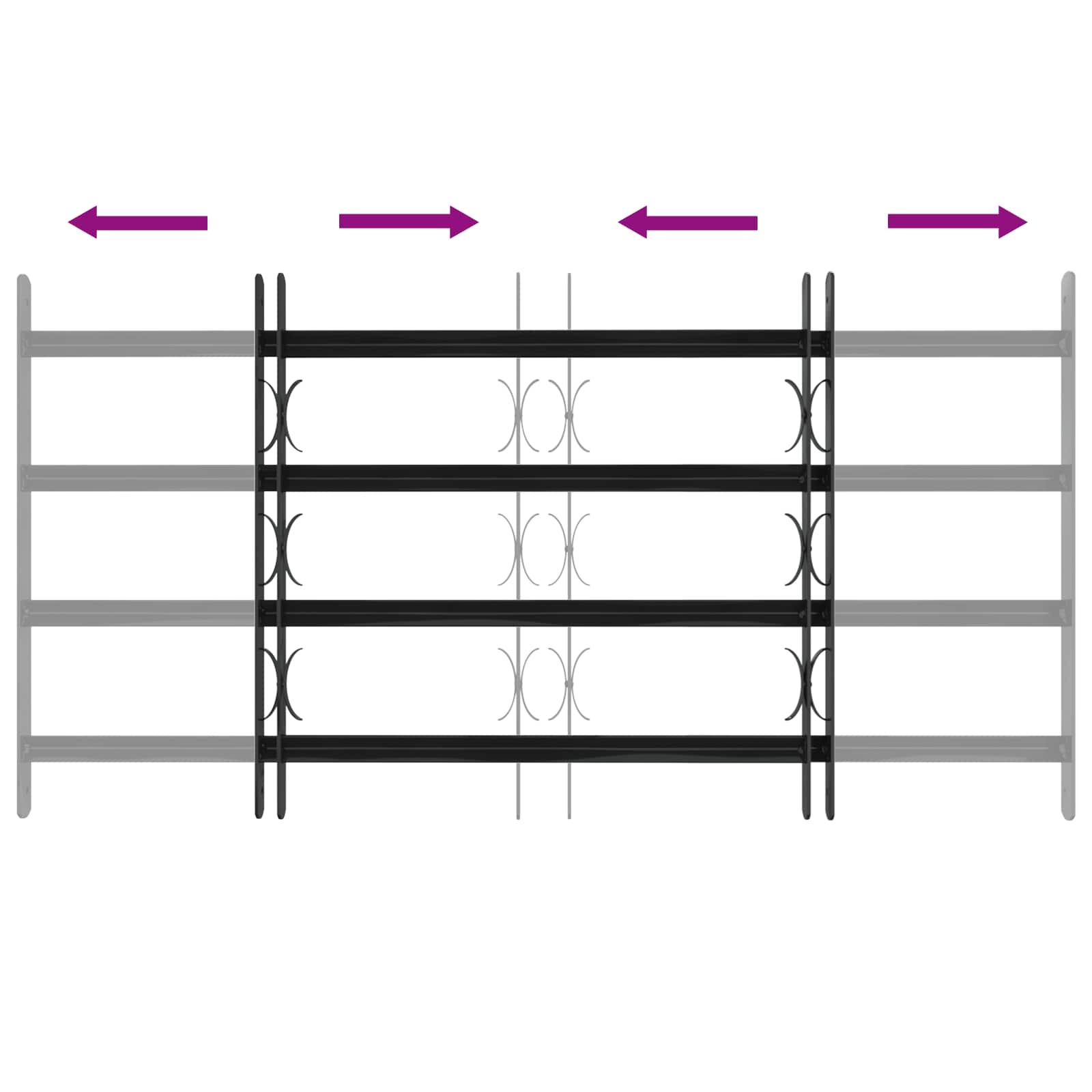 VidaXL Raam Rooster Zwart 115 x 60 cm Gepoedercoat staal