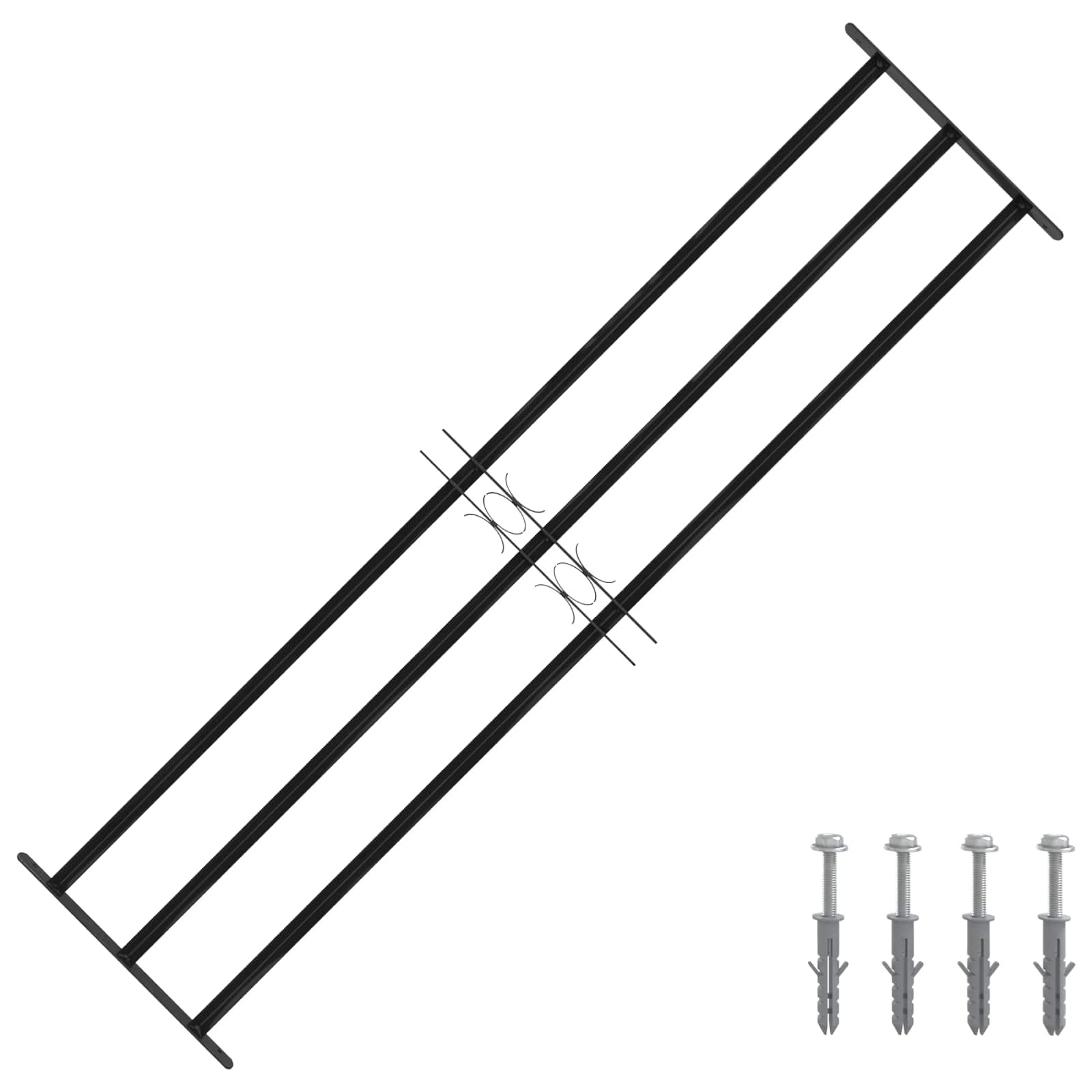 VidaXL Raam Rooster Zwart 174 x 45 cm Gepoedercoat staal