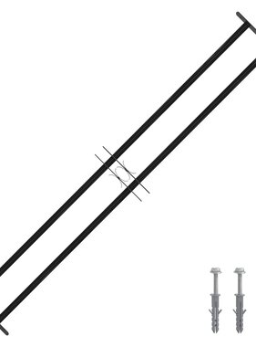 VidaXL Raam Rooster Zwart 176 x 30 cm Gepoedercoat staal