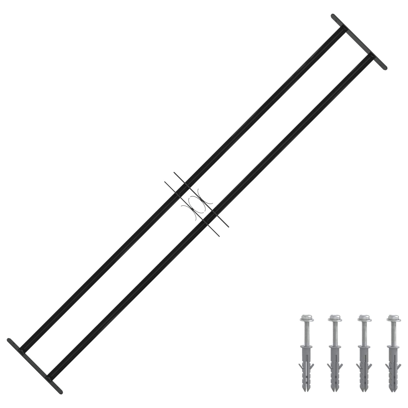 VidaXL Raam Rooster Zwart 176 x 30 cm Gepoedercoat staal