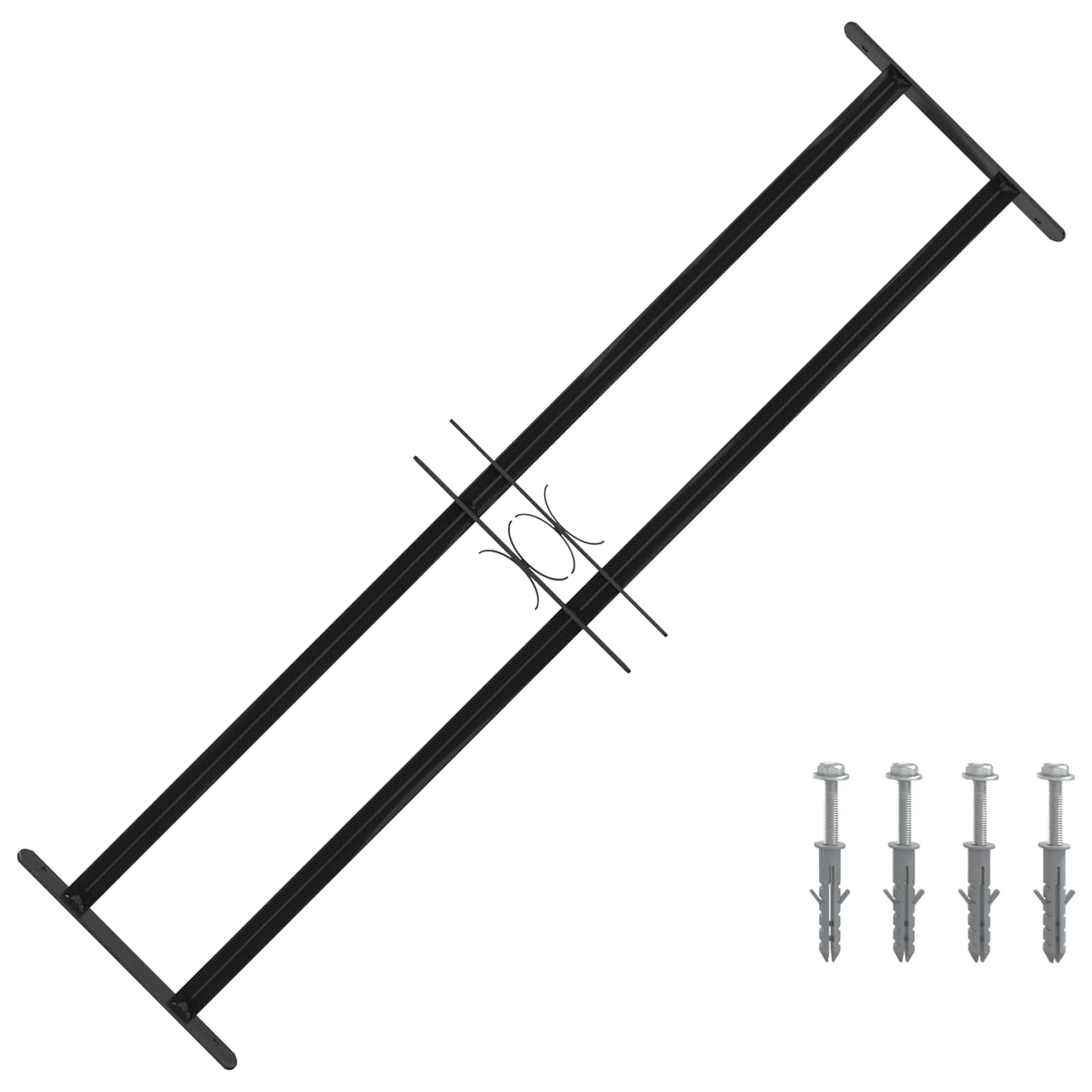 VidaXL Raam Rooster Zwart 115 x 30 cm Gepoedercoat staal