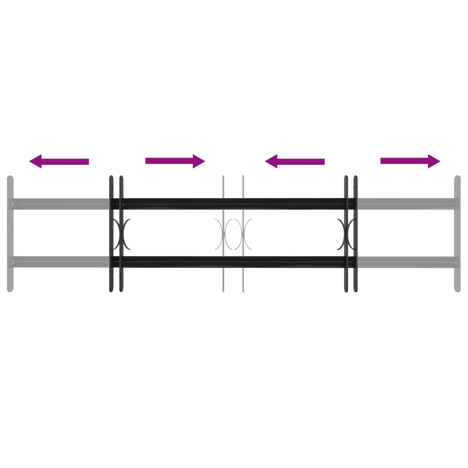 VidaXL Raam Rooster Zwart 115 x 30 cm Gepoedercoat staal