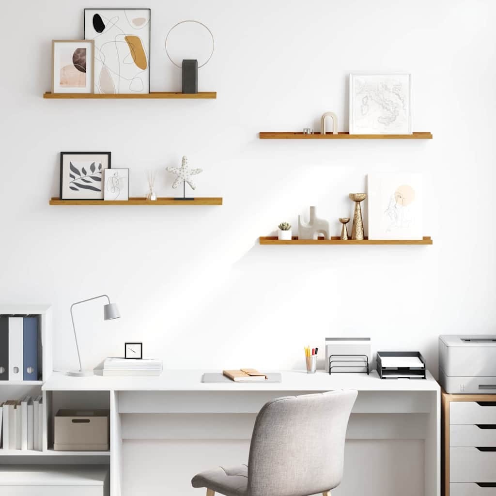 VidaXL Wandplank met plank 4 pcs Beige 80 x 9 x 3 cm Bewerkt hout