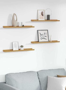 VidaXL Wandplank met plank 4 pcs Beige 60 x 9 x 3 cm Bewerkt hout