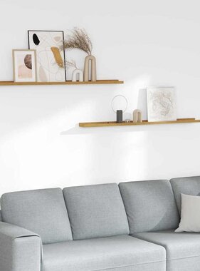 VidaXL Wandplank met plank 2 pcs Beige 115 x 9 x 3 cm Bewerkt hout