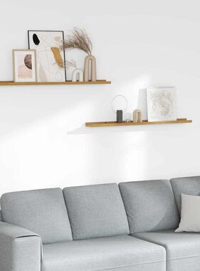 VidaXL Wandplank met plank 2 pcs Beige 100 x 9 x 3 cm Bewerkt hout