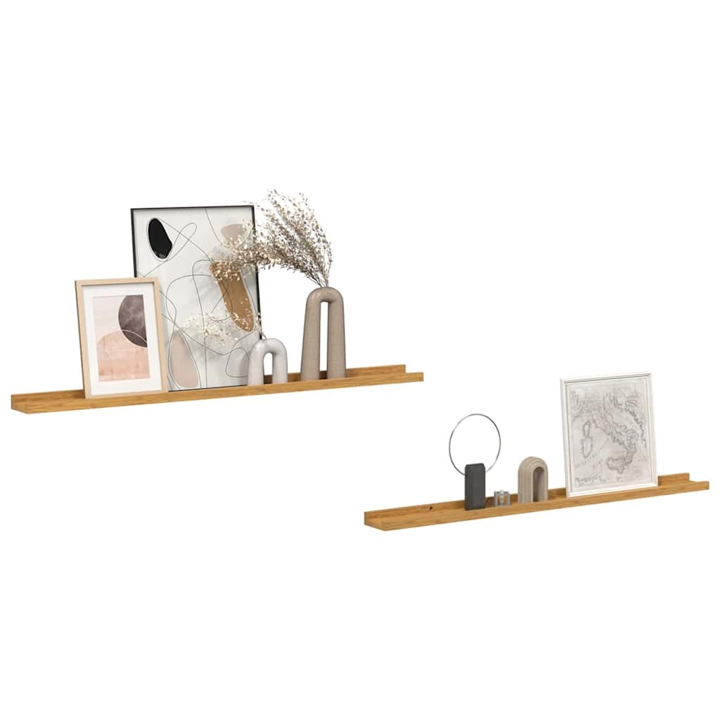 VidaXL Wandplank met plank 2 pcs Beige 100 x 9 x 3 cm Bewerkt hout