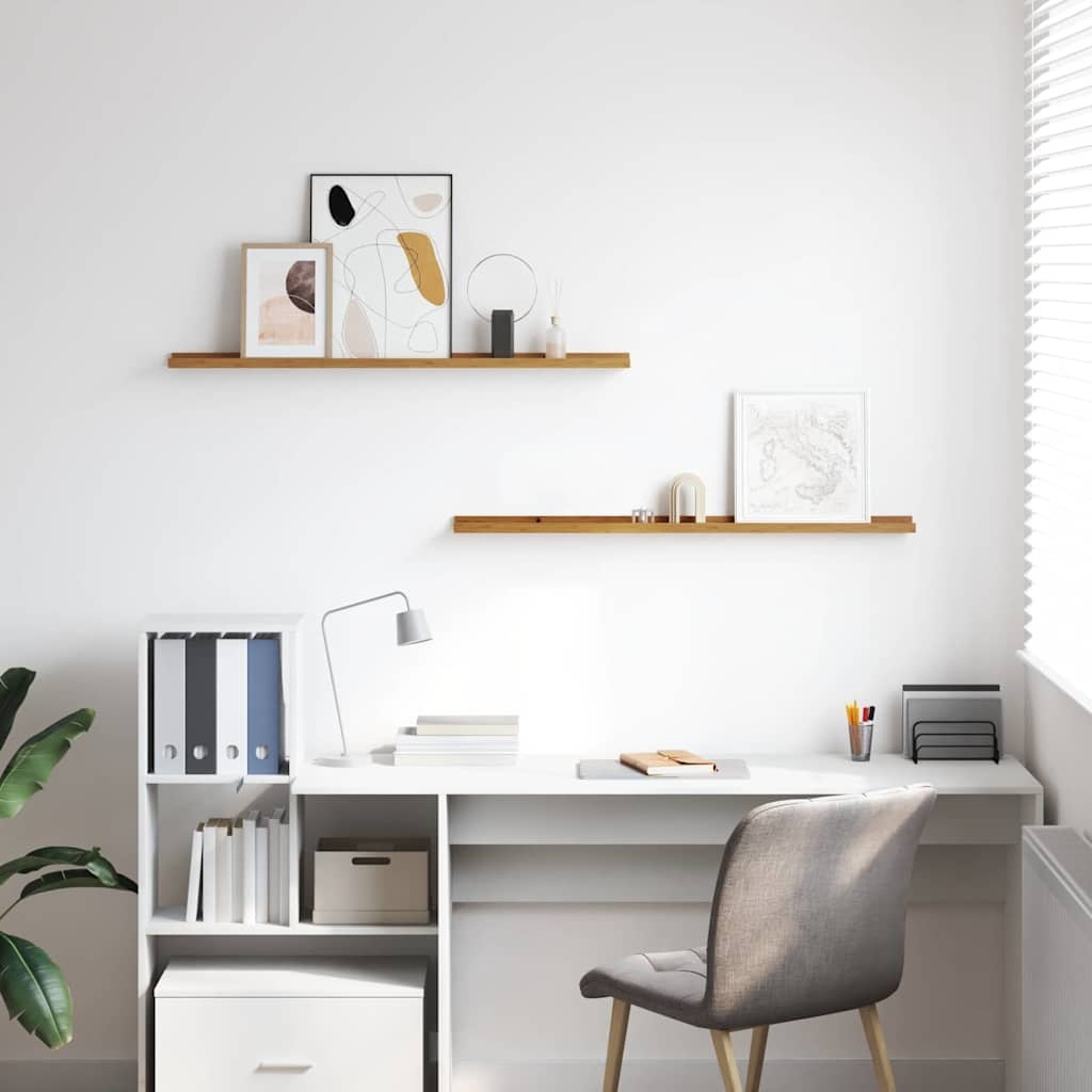 VidaXL Wandplank met plank 2 pcs Beige 100 x 9 x 3 cm Bewerkt hout