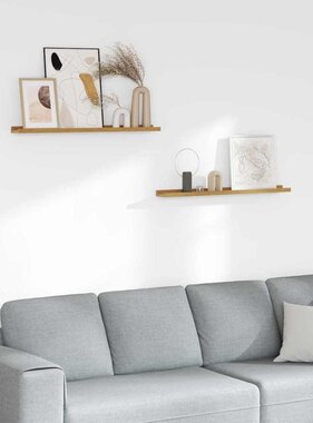 VidaXL Wandplank met plank 2 pcs Beige 80 x 9 x 3 cm Bewerkt hout
