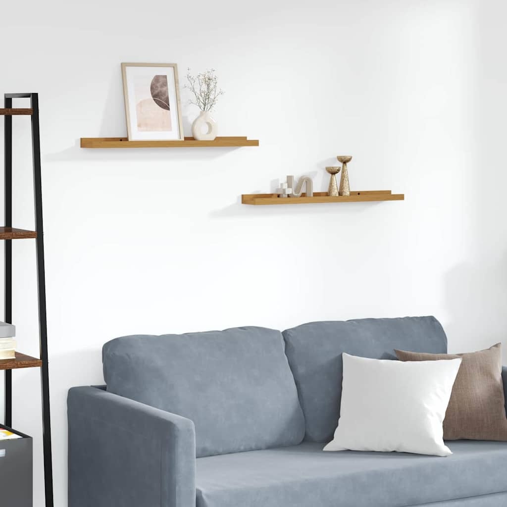 VidaXL Wandplank met plank 2 pcs Beige 60 x 9 x 3 cm Bewerkt hout