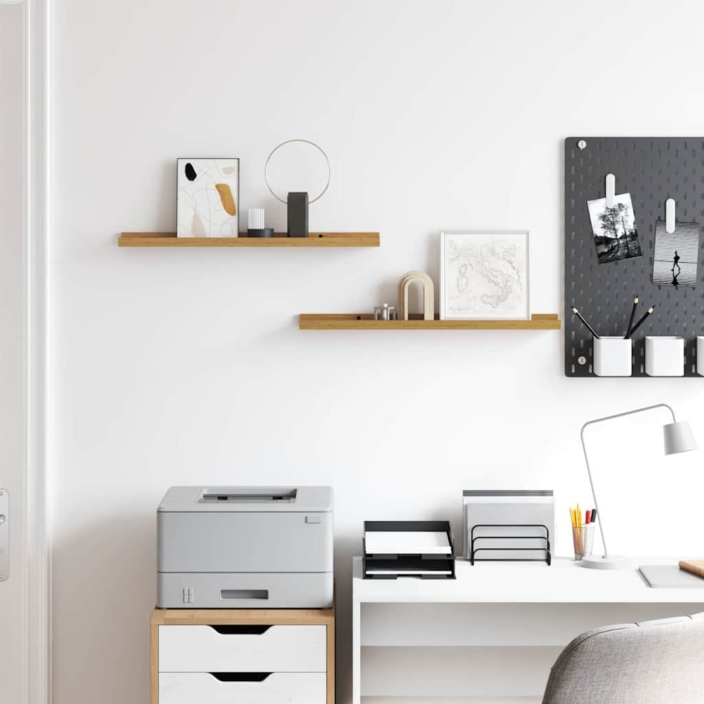 VidaXL Wandplank met plank 2 pcs Beige 60 x 9 x 3 cm Bewerkt hout