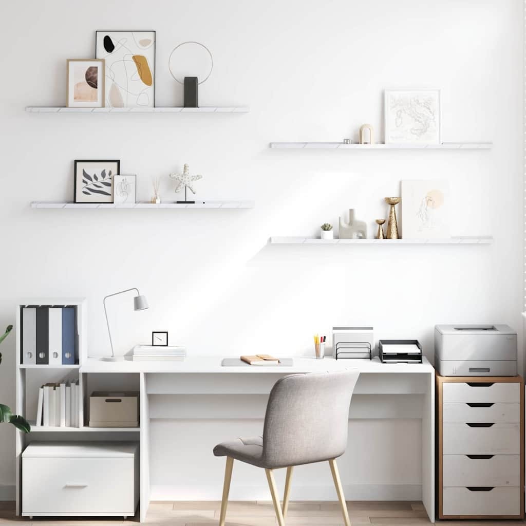 VidaXL Wandplank 4 pcs Wit Marmer 115 x 9 x 3 cm Bewerkt hout