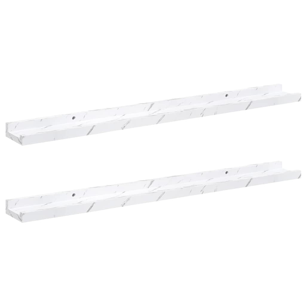 VidaXL Wandplank met plank 2 pcs Wit Marmer 80 x 9 x 3 cm Bewerkt hout