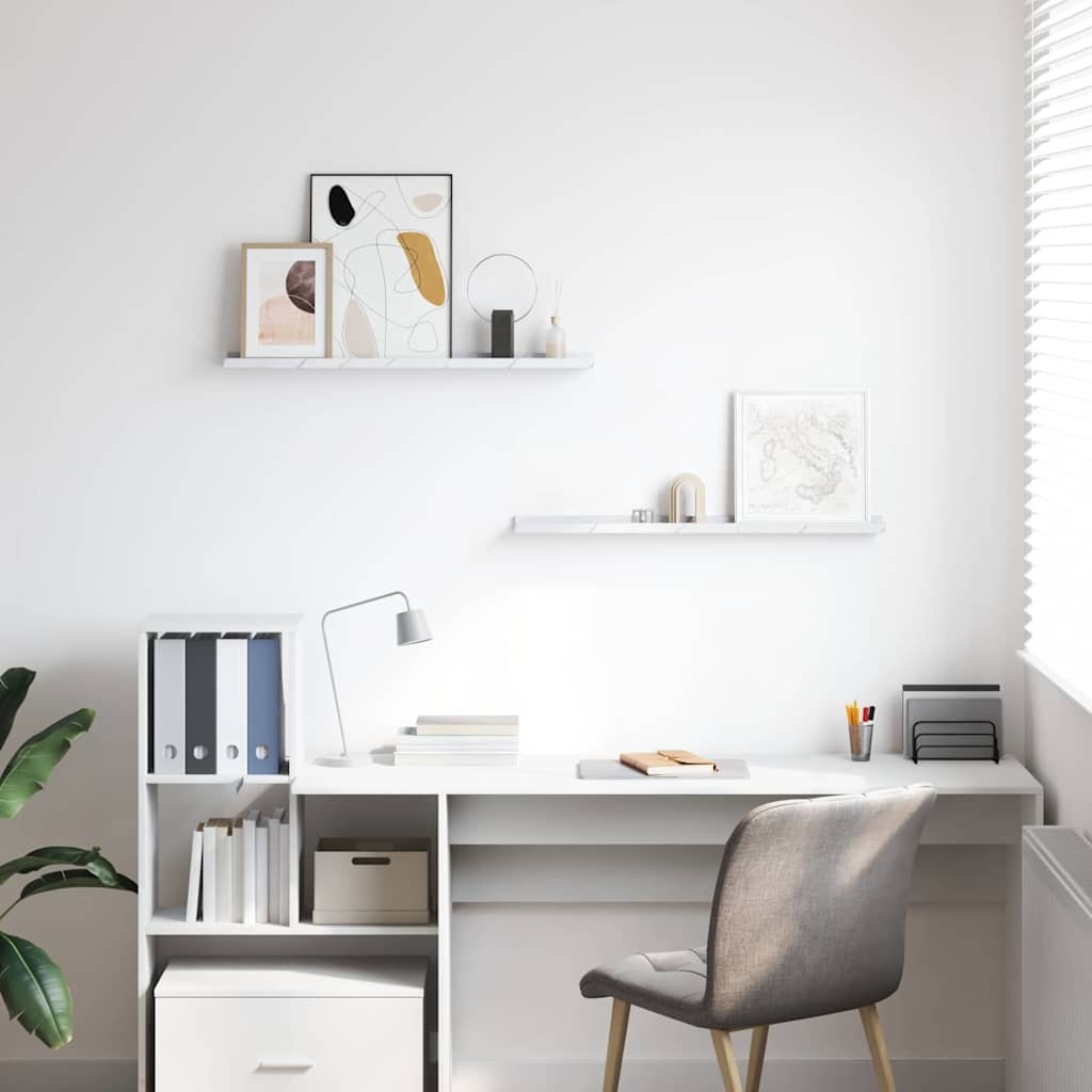 VidaXL Wandplank met plank 2 pcs Wit Marmer 80 x 9 x 3 cm Bewerkt hout