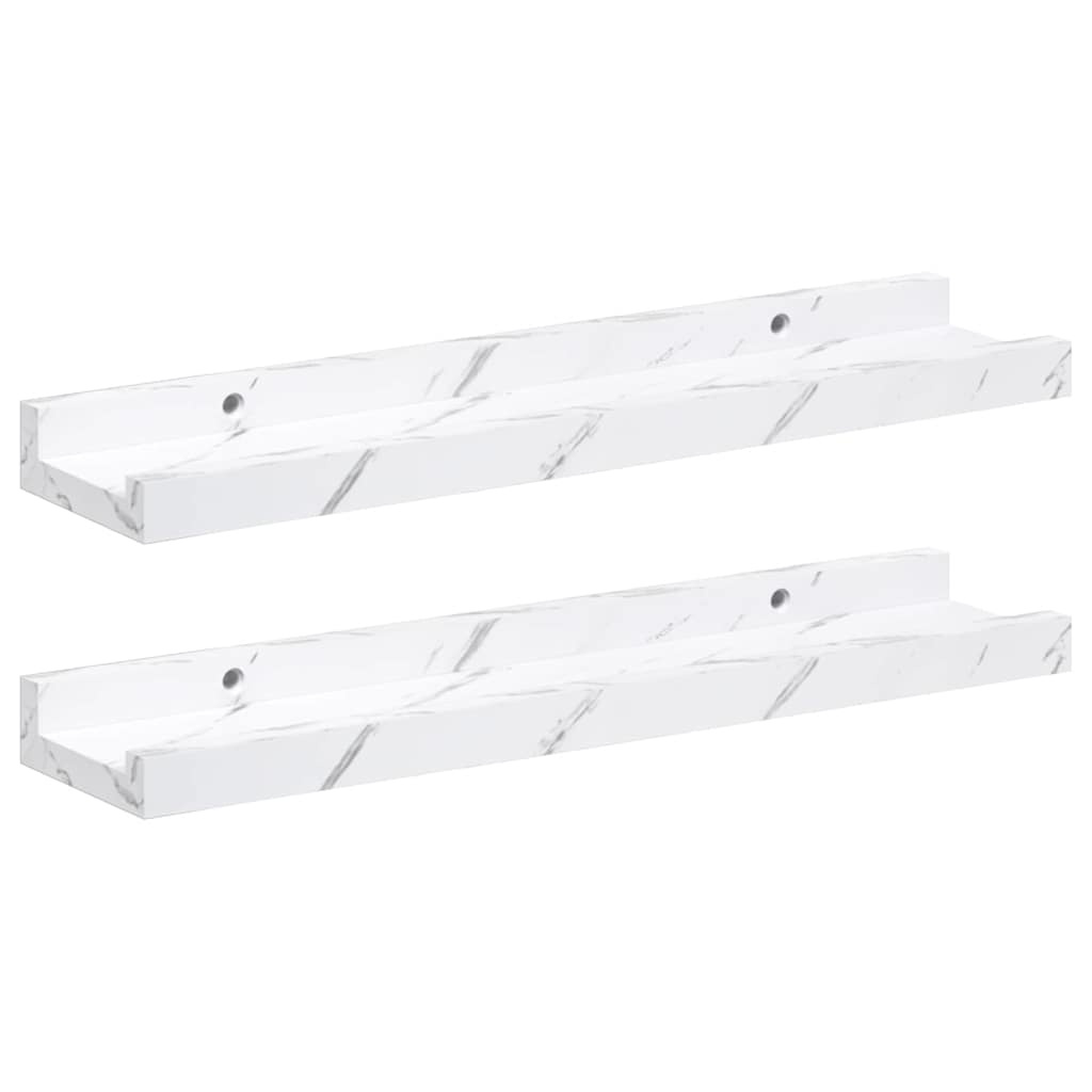 VidaXL Wandplank met plank 2 pcs Wit Marmer 40 x 9 x 3 cm Bewerkt hout