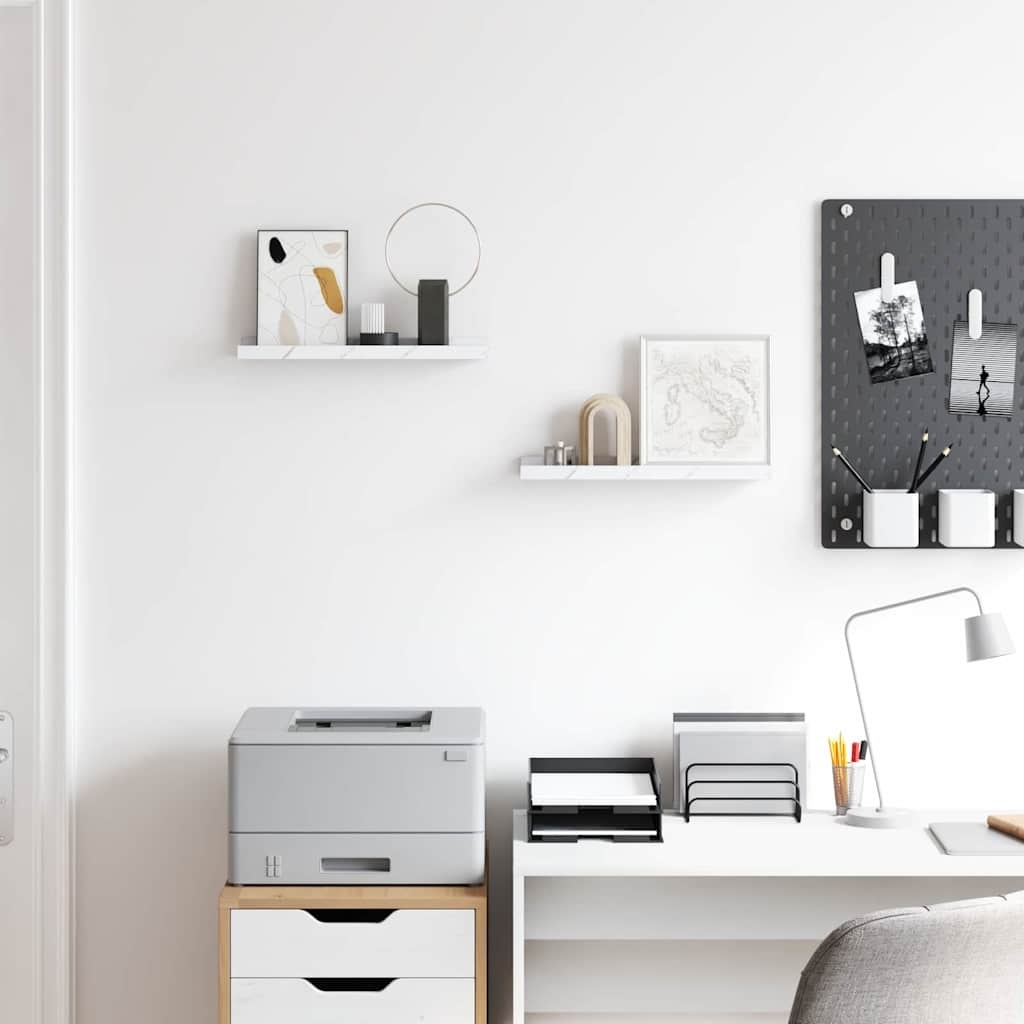 VidaXL Wandplank met plank 2 pcs Wit Marmer 40 x 9 x 3 cm Bewerkt hout