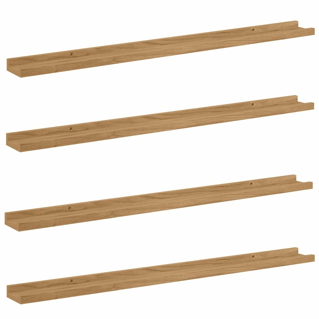 VidaXL Wandplank met plank 4 pcs Bruin 100 x 9 x 3 cm Bewerkt hout