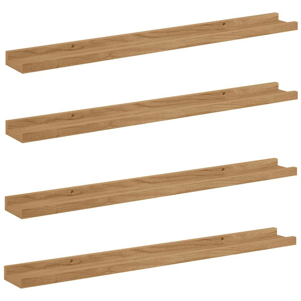VidaXL Wandplank met plank 4 pcs Bruin 80 x 9 x 3 cm Bewerkt hout