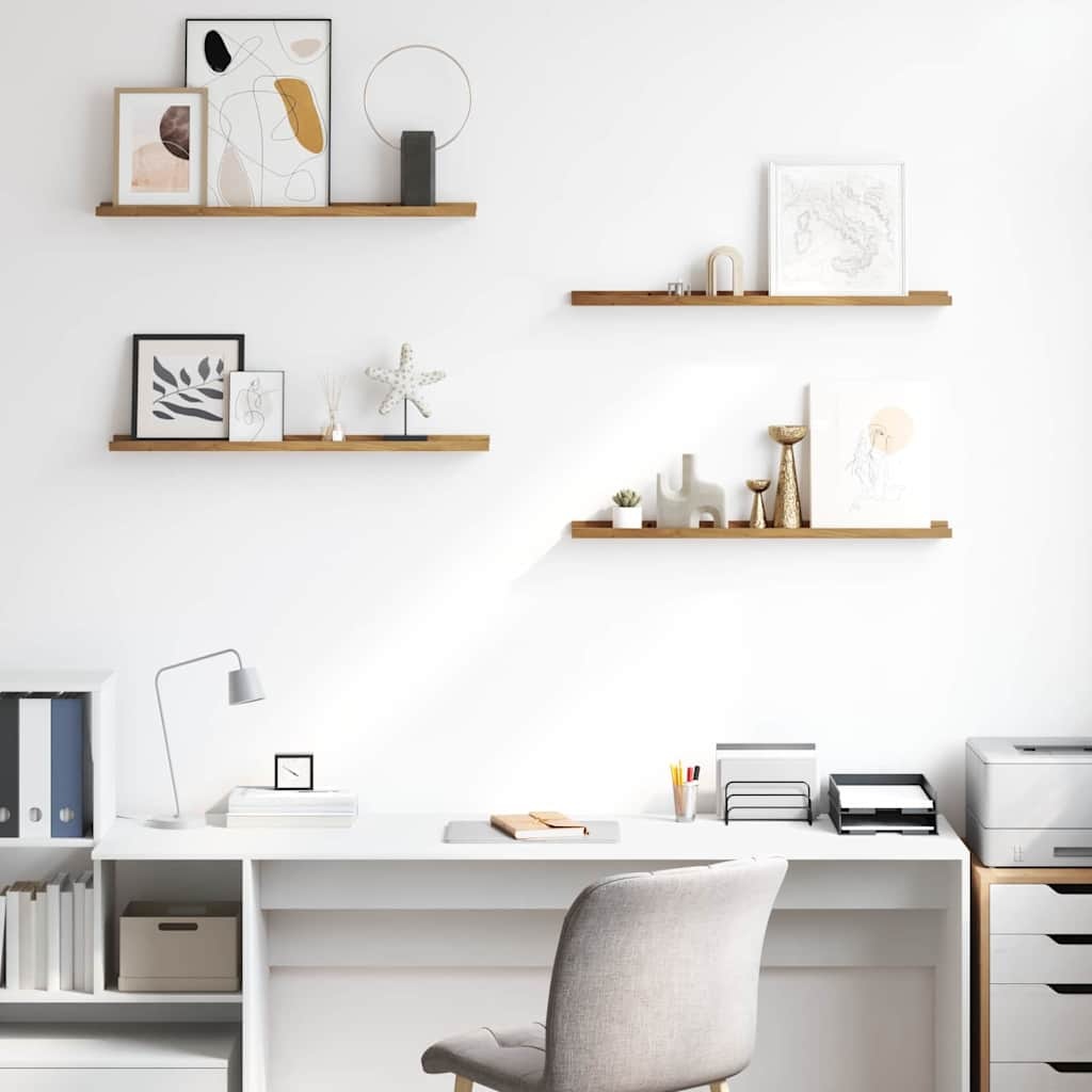 VidaXL Wandplank met plank 4 pcs Bruin 80 x 9 x 3 cm Bewerkt hout