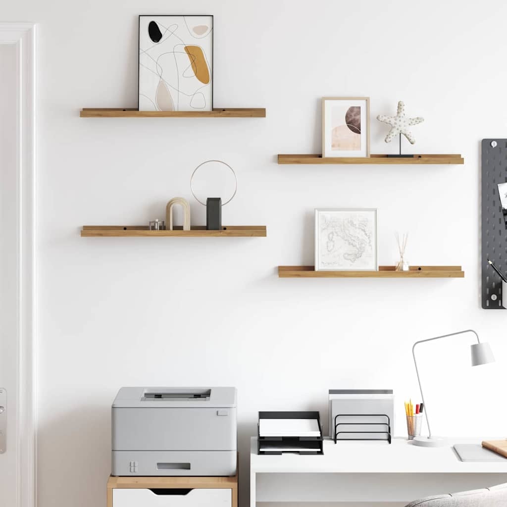 VidaXL Wandplank met plank 4 pcs Bruin 60 x 9 x 3 cm Bewerkt hout