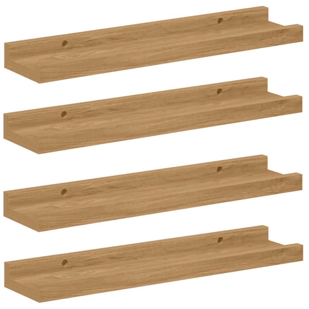 VidaXL Wandplank met plank 4 pcs Bruin 40 x 9 x 3 cm Bewerkt hout