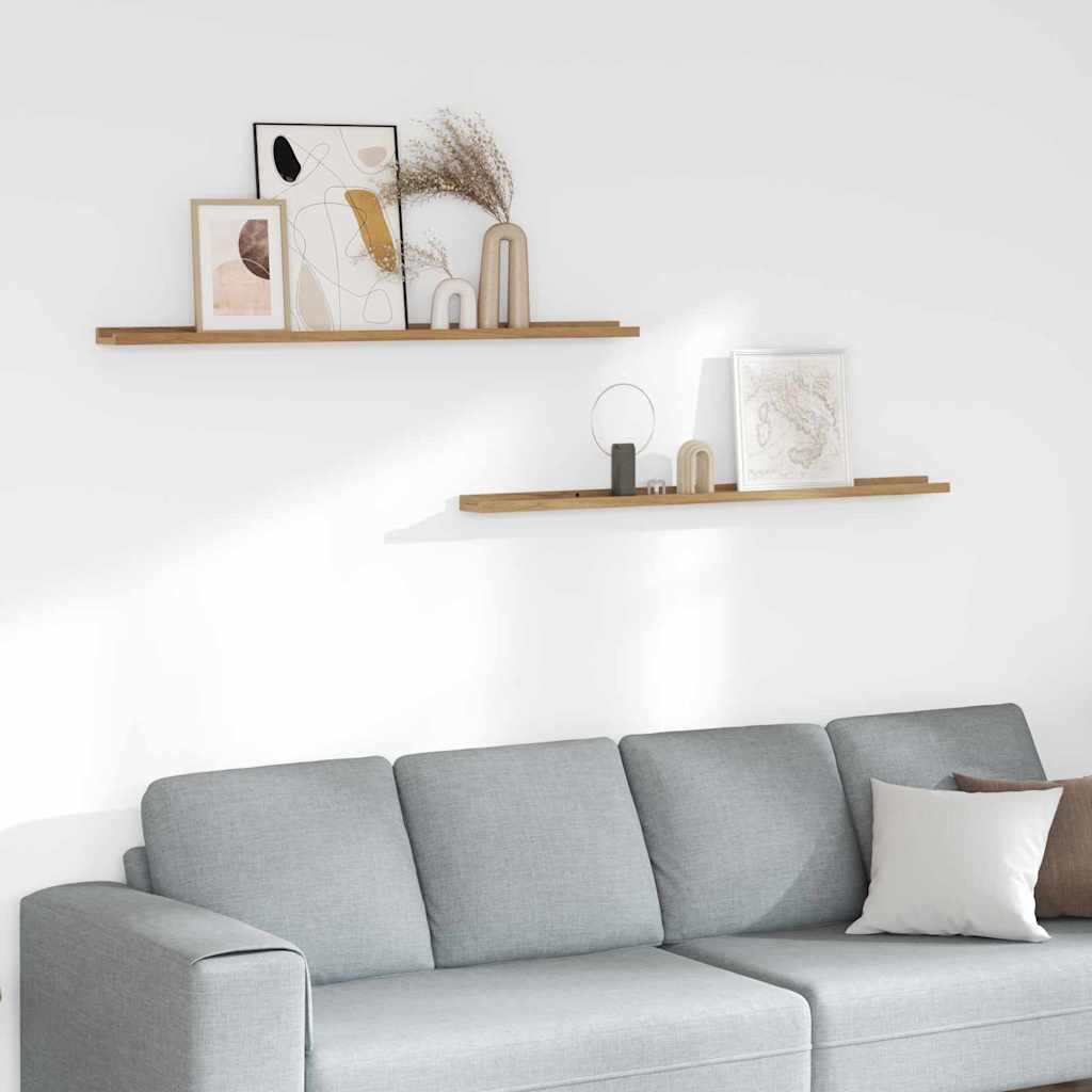 VidaXL Wandplank met plank 2 pcs Bruin 115 x 9 x 3 cm Bewerkt hout