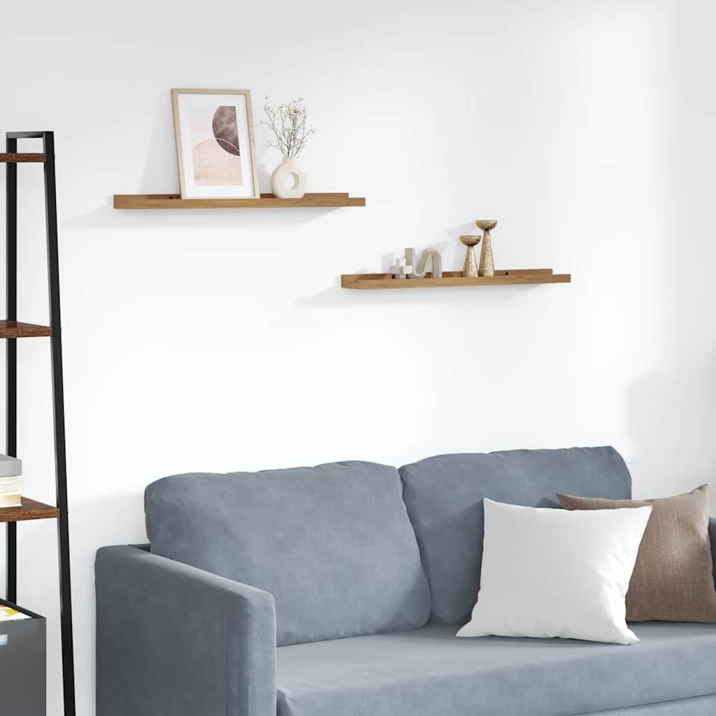 VidaXL Wandplank met plank 2 pcs Bruin 60 x 9 x 3 cm Bewerkt hout