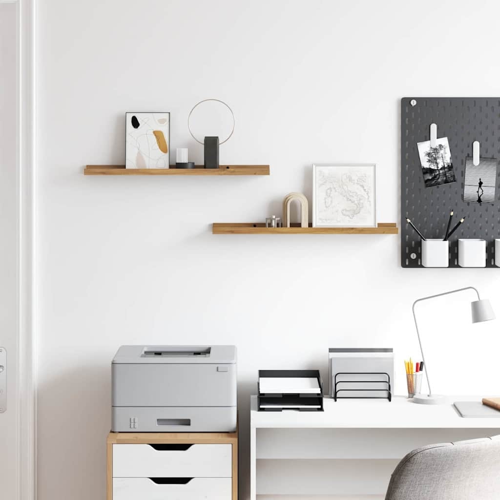 VidaXL Wandplank met plank 2 pcs Bruin 60 x 9 x 3 cm Bewerkt hout