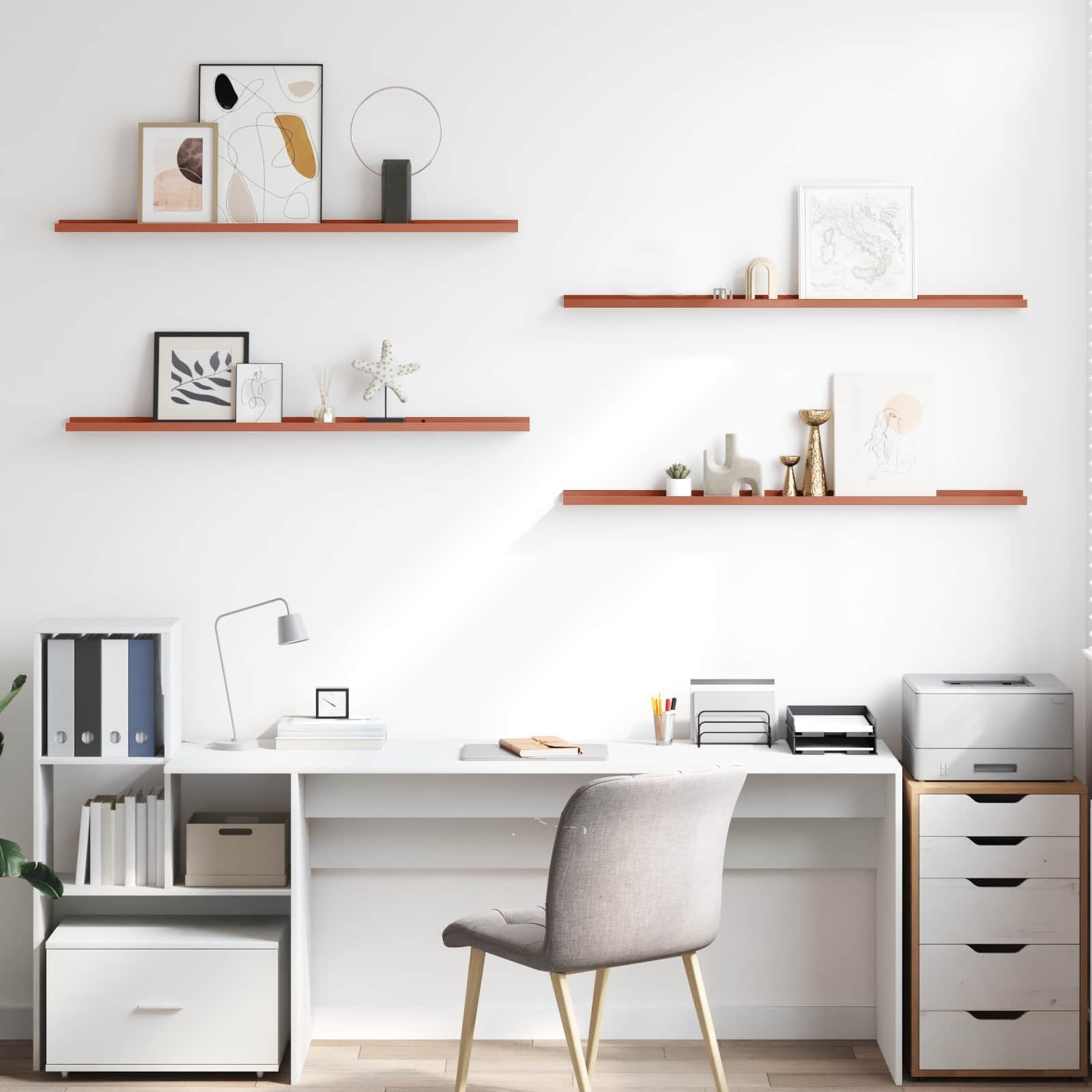 VidaXL Wandplank met plank 4 pcs Rood 115 x 9 x 3 cm Bewerkt hout