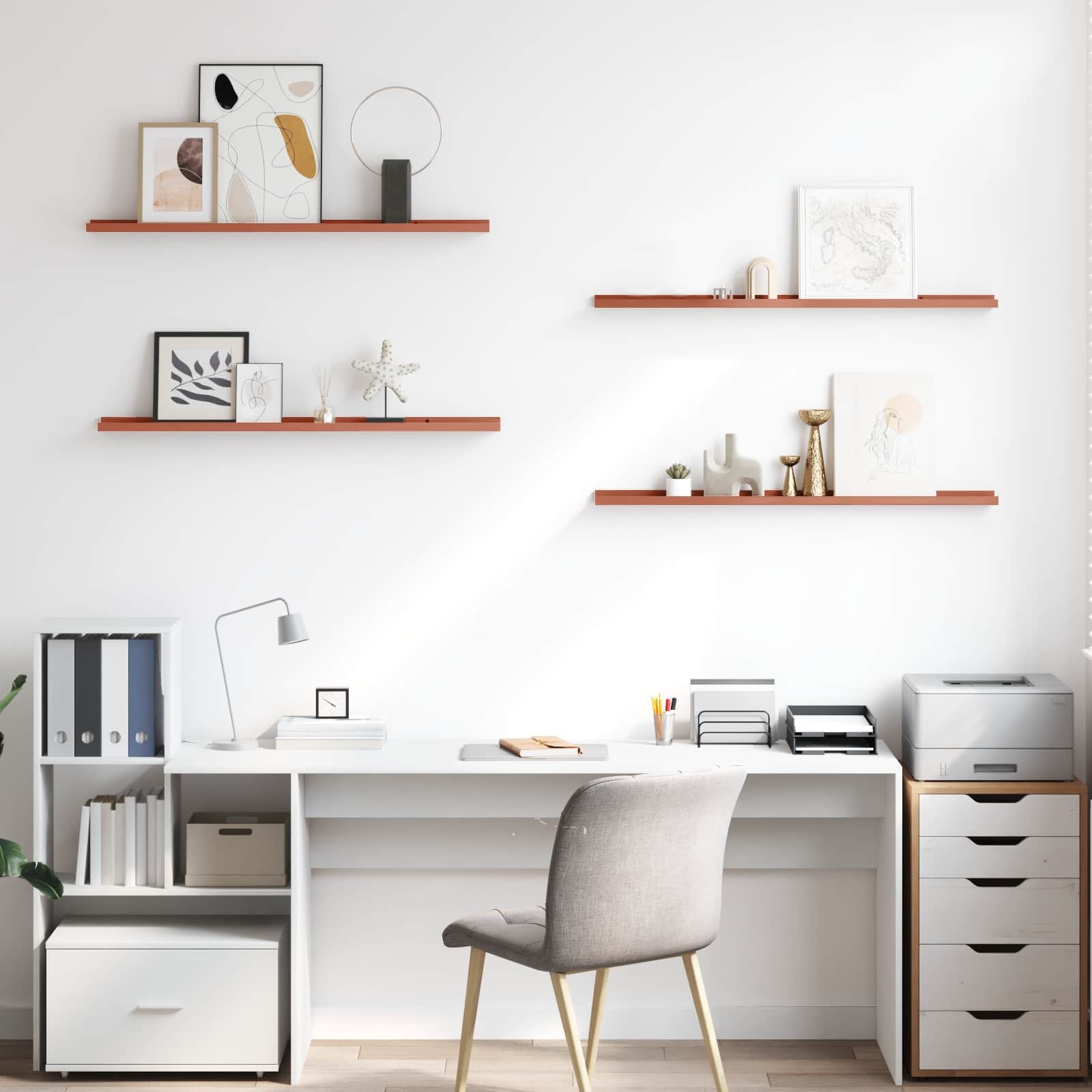 VidaXL Wandplank met plank 4 pcs Rood 100 x 9 x 3 cm Bewerkt hout