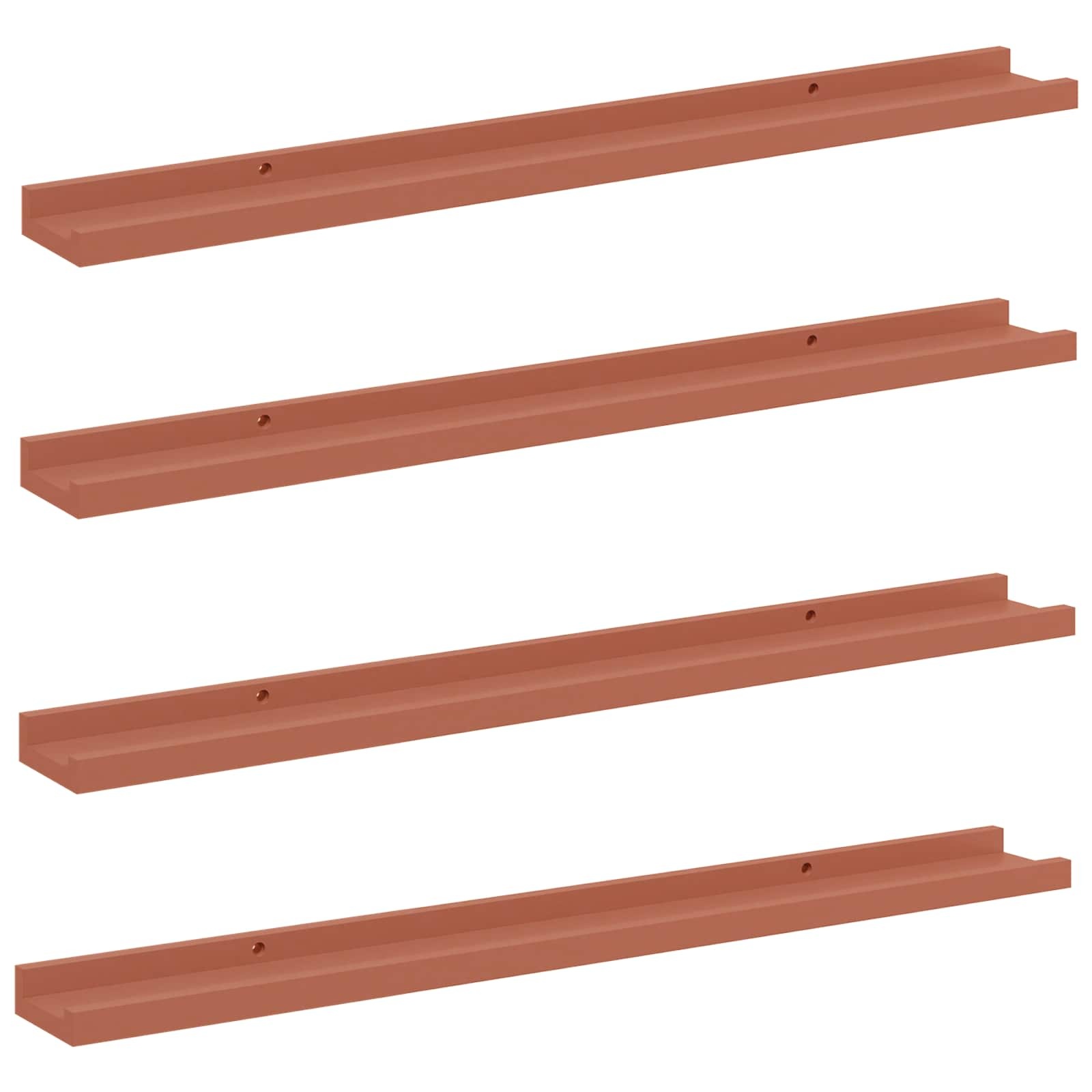VidaXL Wandplank met plank 4 pcs Rood 80 x 9 x 3 cm Bewerkt hout
