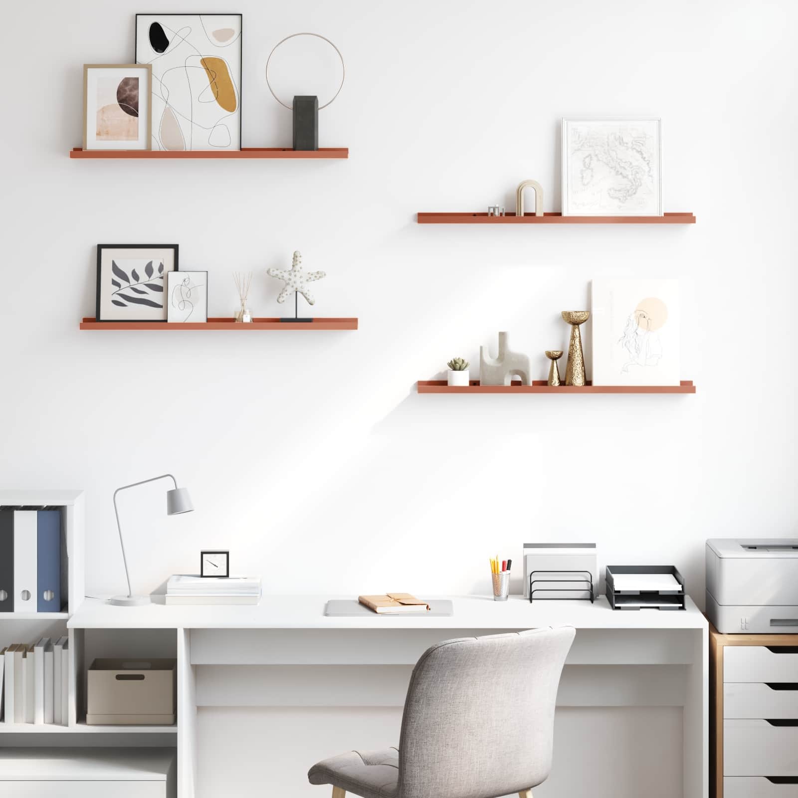 VidaXL Wandplank met plank 4 pcs Rood 80 x 9 x 3 cm Bewerkt hout