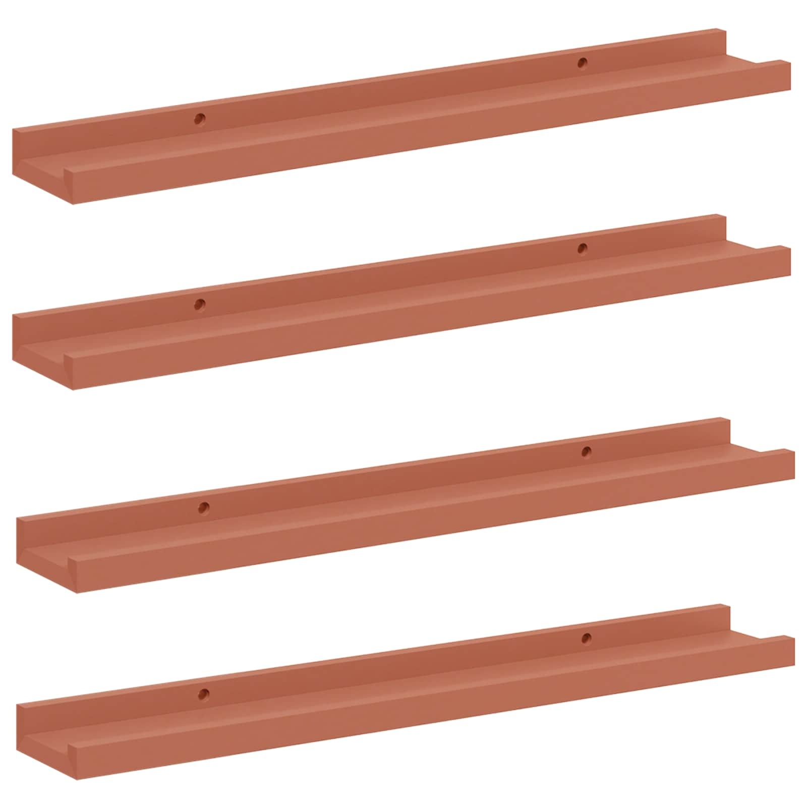 VidaXL Wandplank met plank 4 pcs Rood 60 x 9 x 3 cm Bewerkt hout