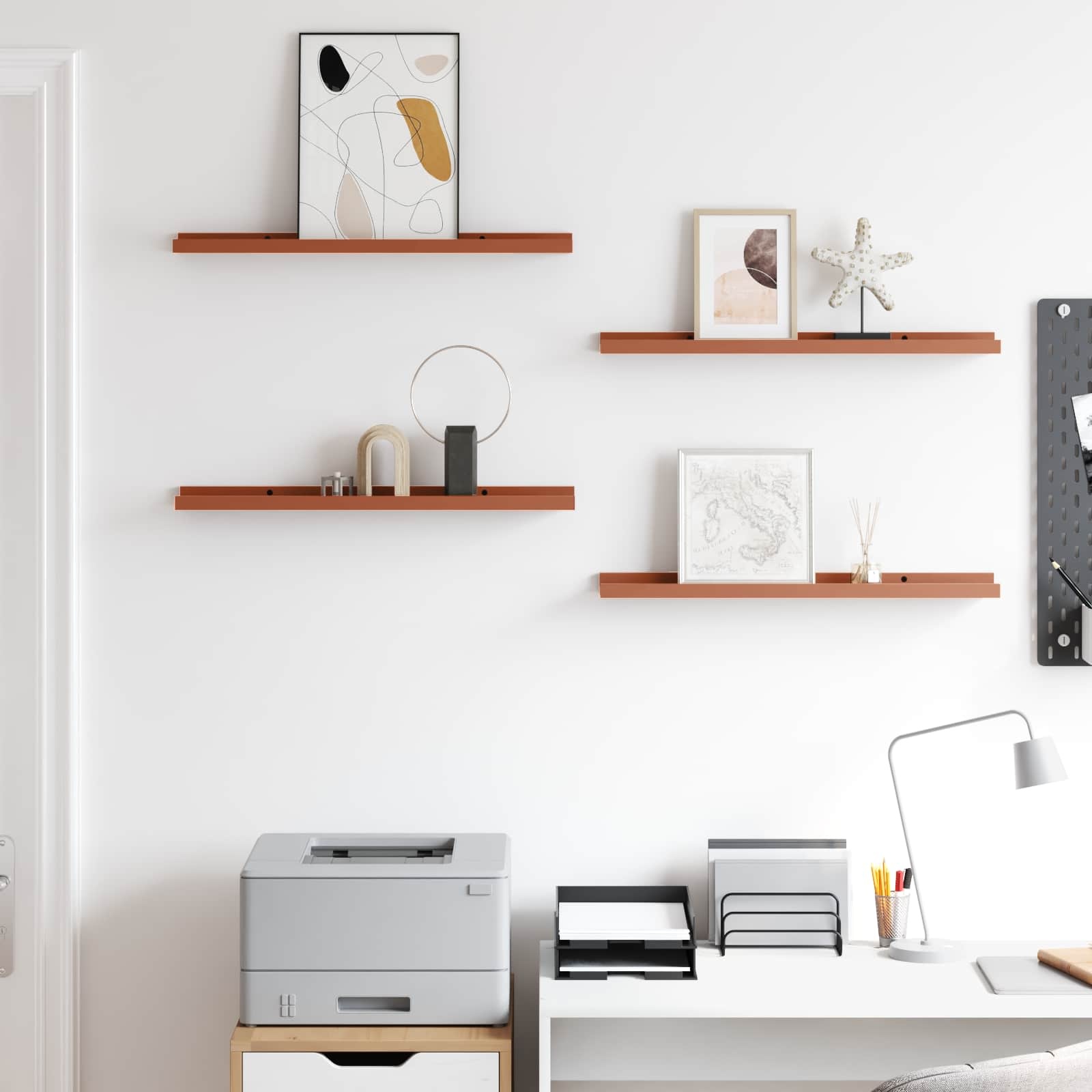 VidaXL Wandplank met plank 4 pcs Rood 60 x 9 x 3 cm Bewerkt hout