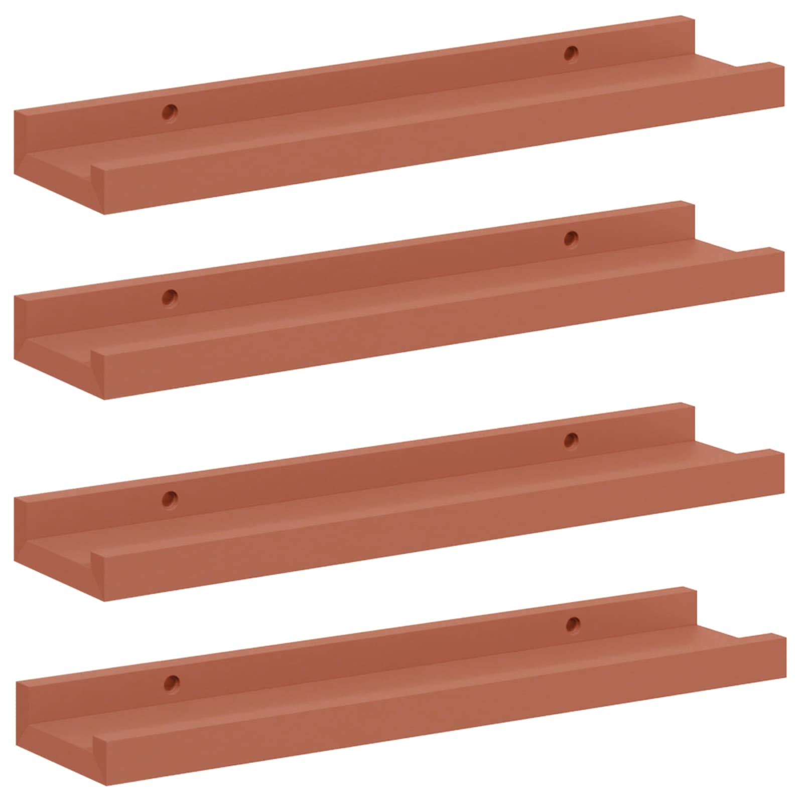 VidaXL Wandplank met plank 4 pcs Rood 40 x 9 x 3 cm Bewerkt hout
