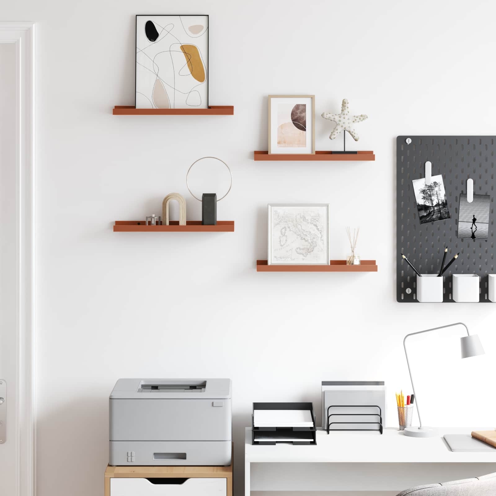 VidaXL Wandplank met plank 4 pcs Rood 40 x 9 x 3 cm Bewerkt hout