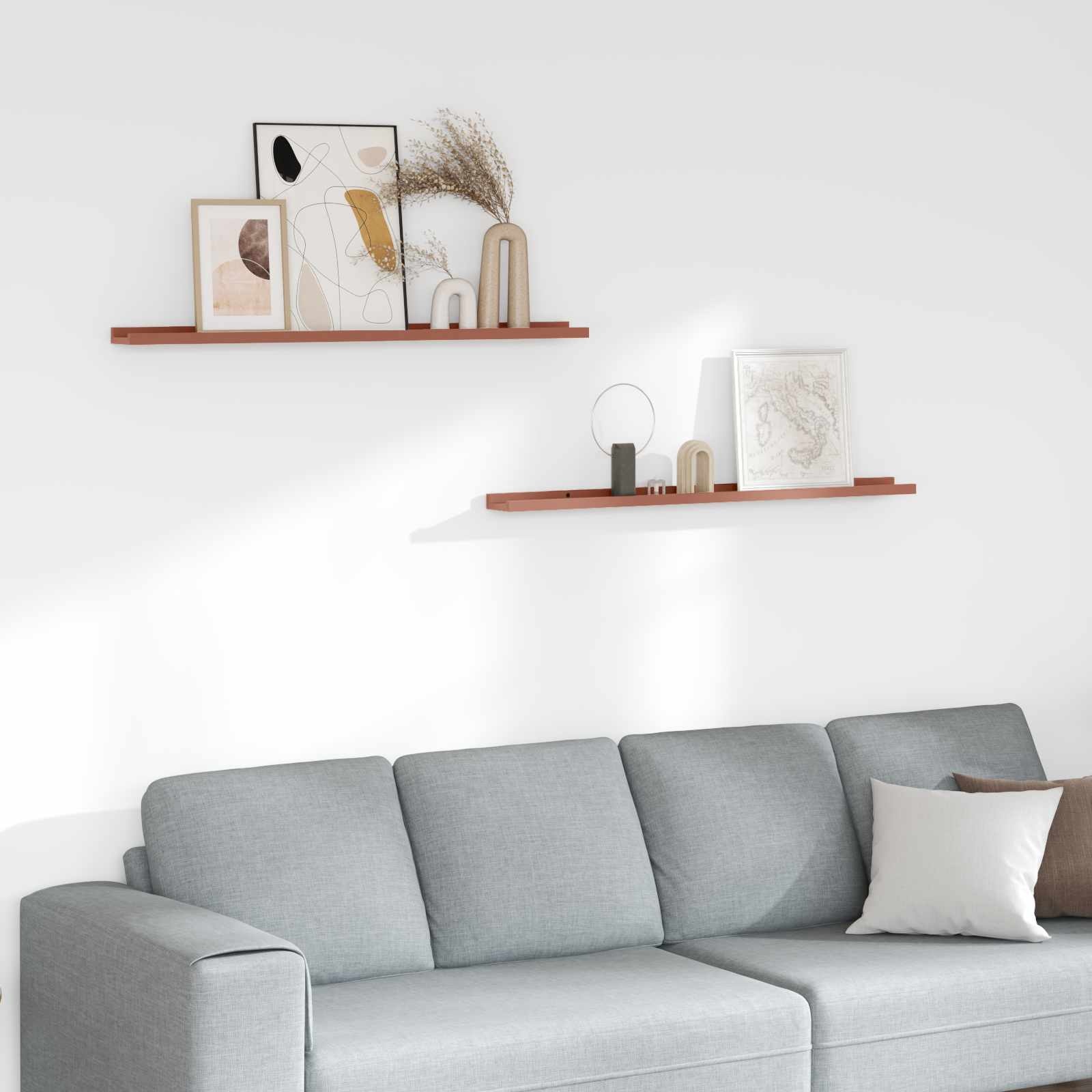 VidaXL Wandplank met plank 2 pcs Rood 100 x 9 x 3 cm Bewerkt hout