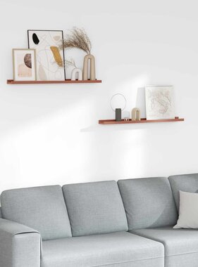 VidaXL Wandplank met plank 2 pcs Rood 80 x 9 x 3 cm Bewerkt hout