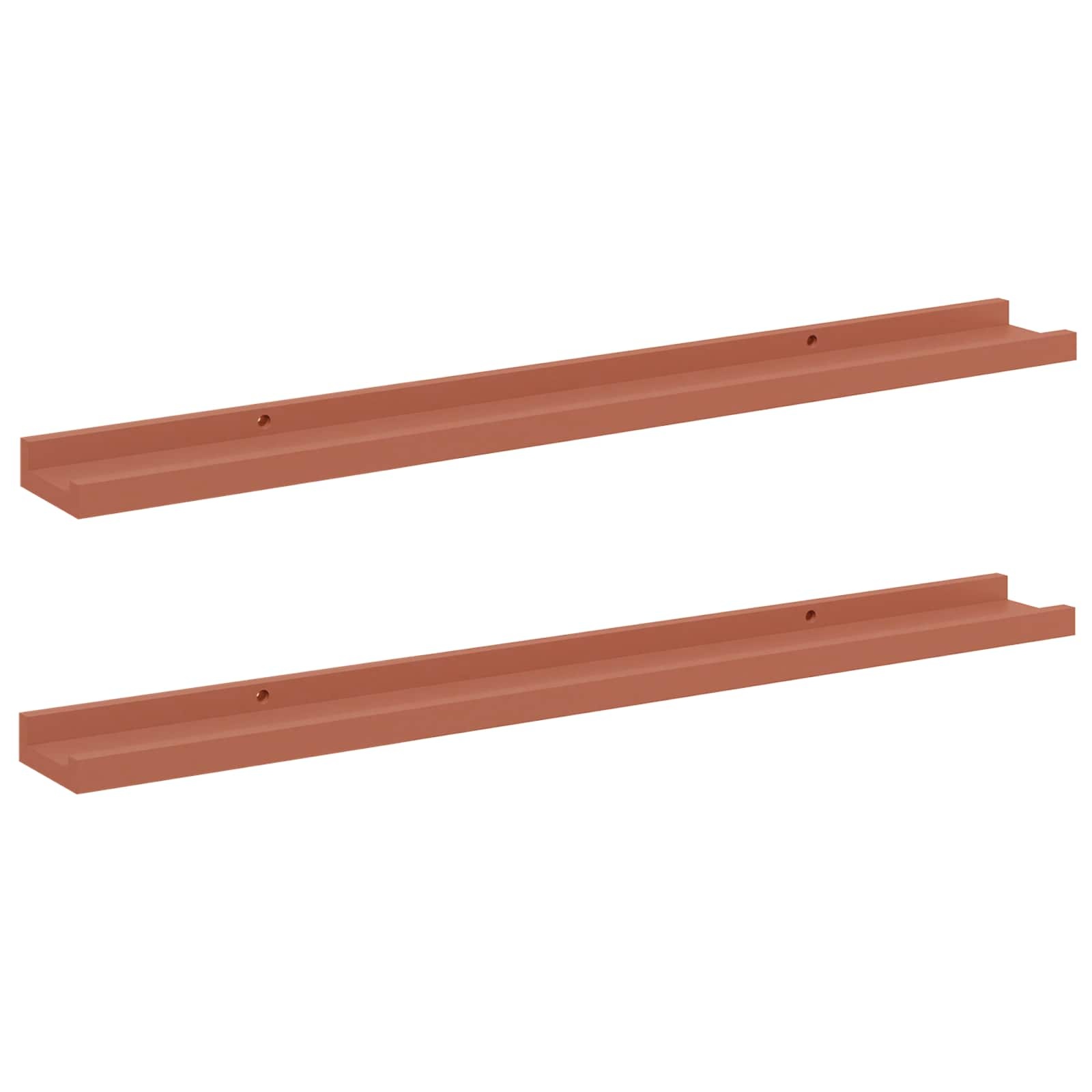 VidaXL Wandplank met plank 2 pcs Rood 80 x 9 x 3 cm Bewerkt hout
