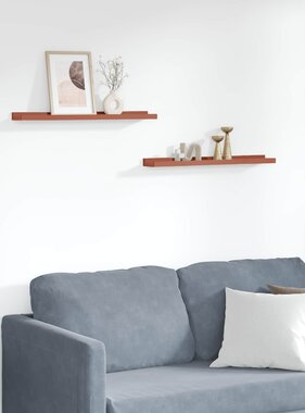 VidaXL Wandplank met plank 2 pcs Rood 60 x 9 x 3 cm Bewerkt hout