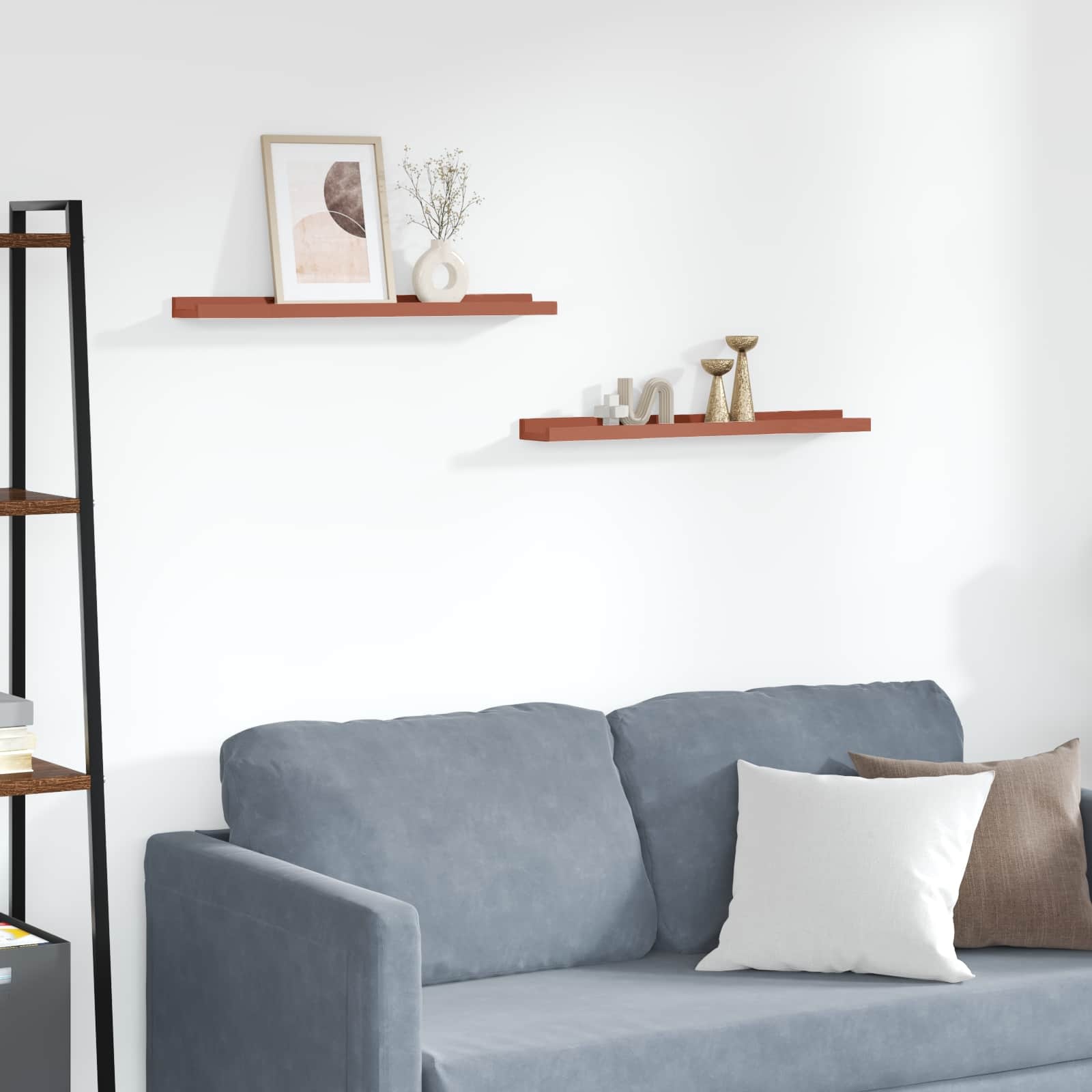 VidaXL Wandplank met plank 2 pcs Rood 60 x 9 x 3 cm Bewerkt hout