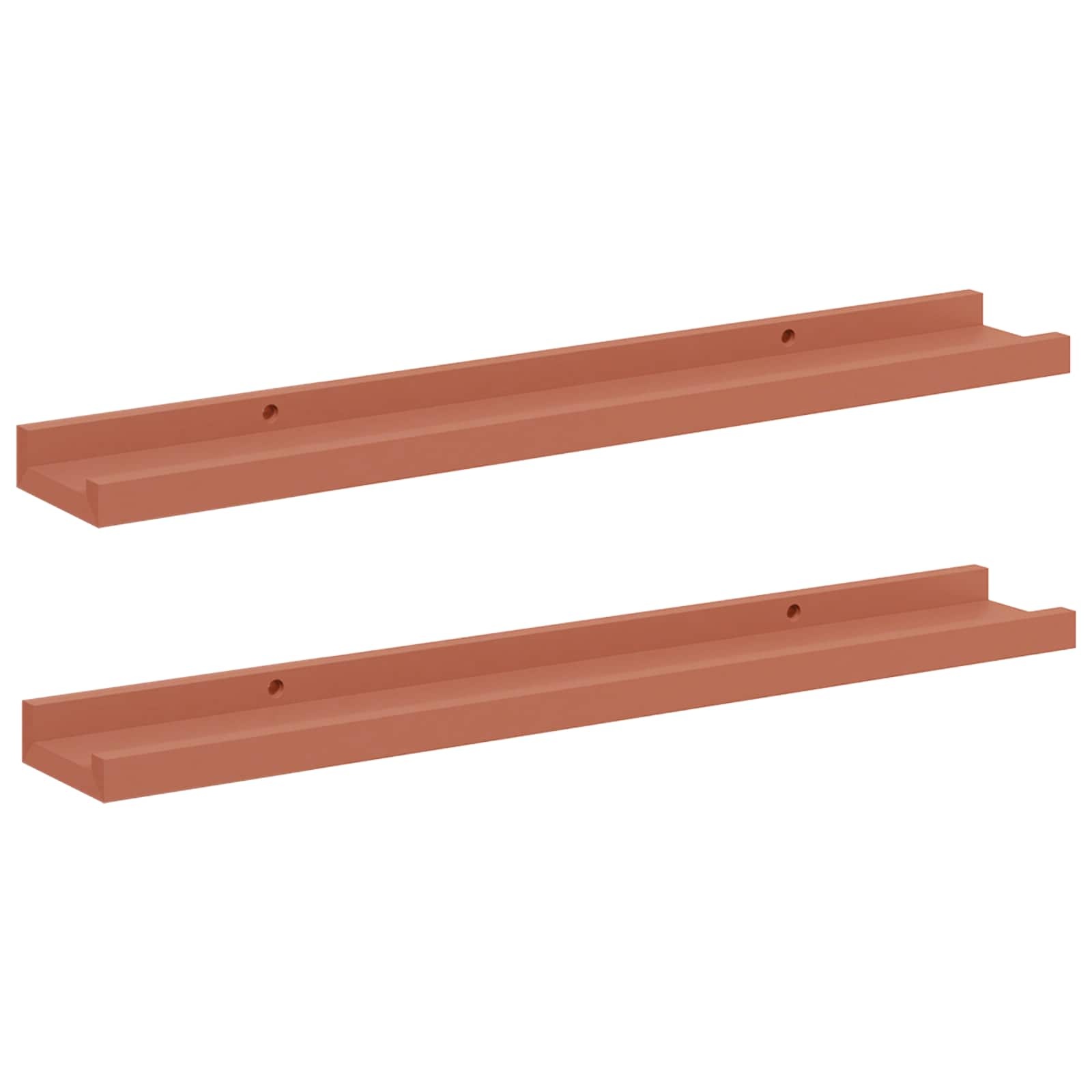 VidaXL Wandplank met plank 2 pcs Rood 60 x 9 x 3 cm Bewerkt hout