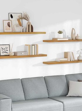 VidaXL Wandplank met opslag 4 pcs Beige 120 x 23,5 x 4 cm Bewerkt hout