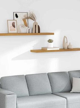 VidaXL Wandplank met opslag 2 pcs Beige 120 x 23,5 x 4 cm Bewerkt hout