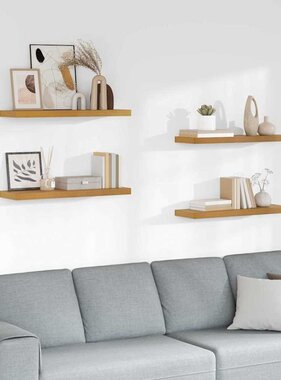 VidaXL Wandplank met opslag 4 pcs Beige 80 x 23,5 x 4 cm Bewerkt hout