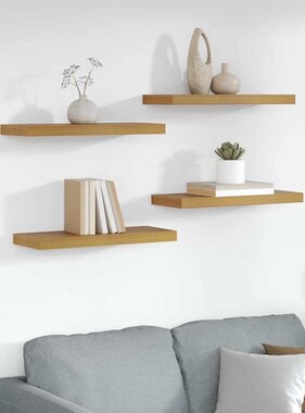 VidaXL Wandplank met opslag 4 pcs Beige 50 x 23 x 4 cm Bewerkt hout