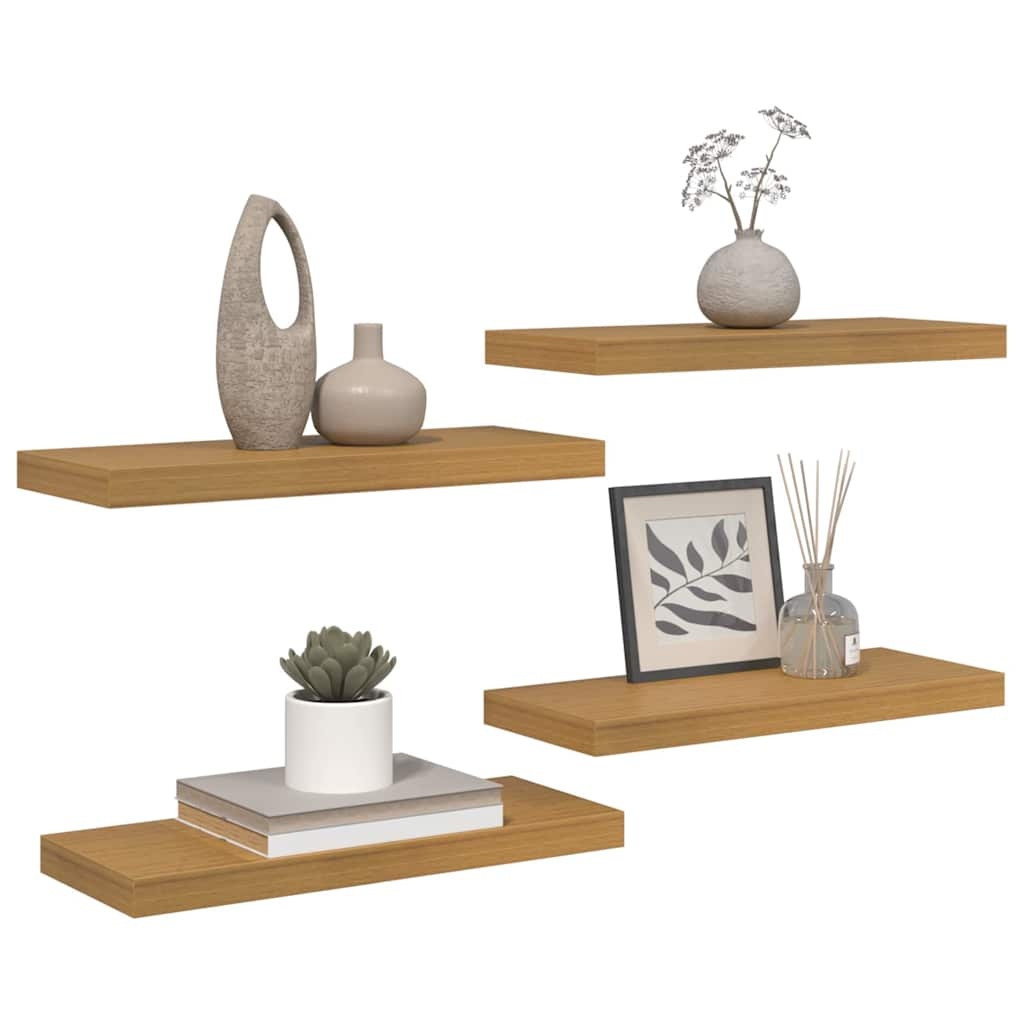 VidaXL Wandplank met opslag 4 pcs Beige 50 x 23 x 4 cm Bewerkt hout