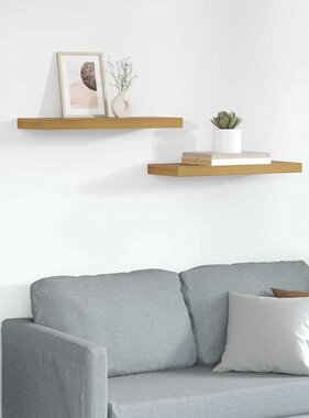 VidaXL Wandplank met opslag 2 pcs Beige 60 x 23,5 x 4 cm Bewerkt hout