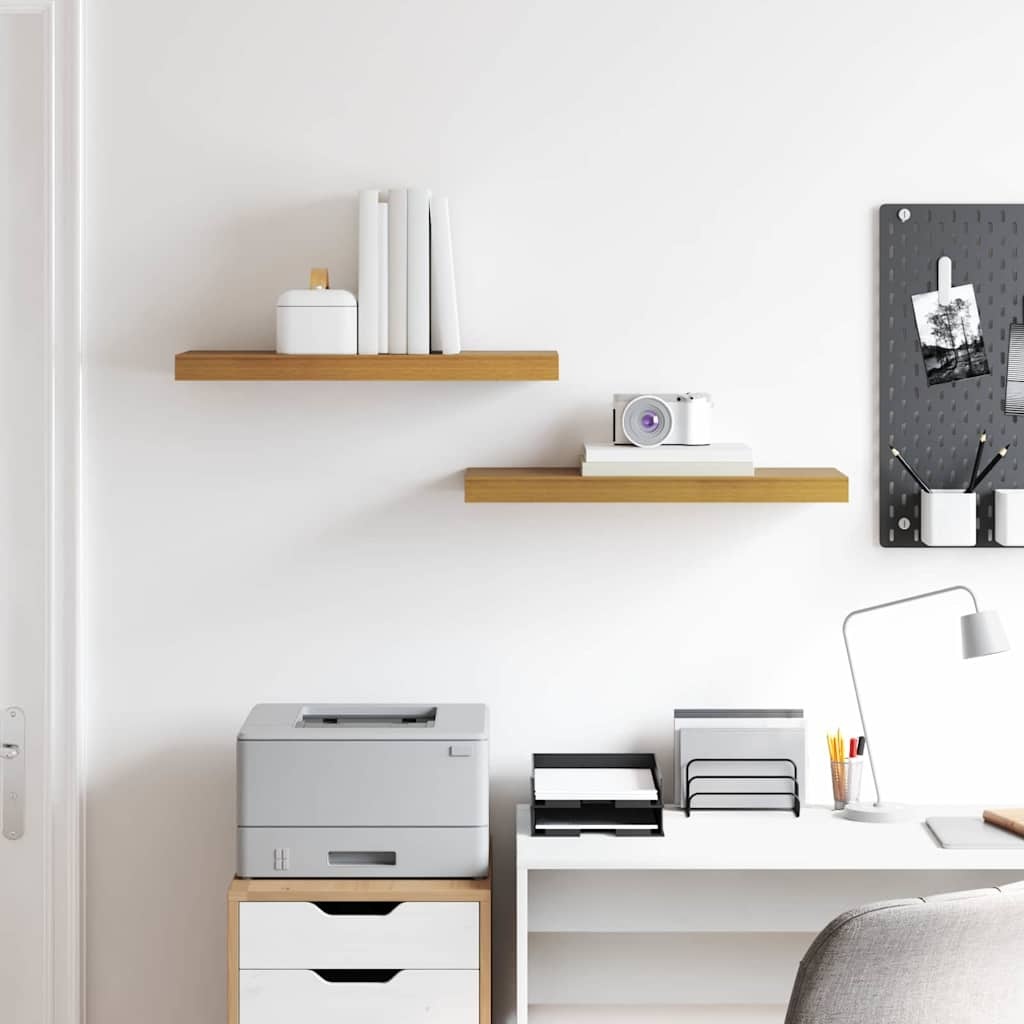 VidaXL Wandplank met opslag 2 pcs Beige 60 x 23,5 x 4 cm Bewerkt hout